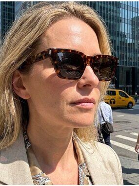 Saint Laurent SL633CALISTA 002 Sunglasses Havana Rectangle Frame, Grey Lenses